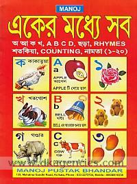 Manoj ekera madhye saba : a a ka kha, a b c d, chara, rhymes, stakiya, counting, namata (1-20).